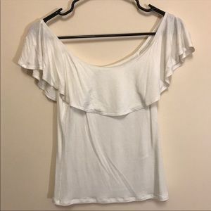 White off the shoulder ruffle top